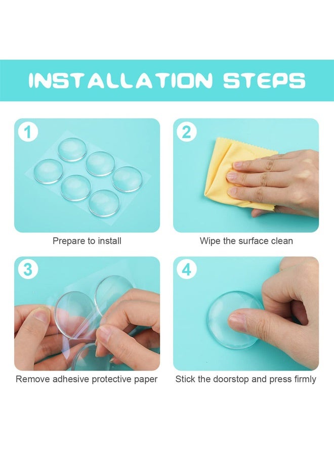 6 Pcs Door Stopper, Wall Door Handle Stopper, Silicone Transparent Round Wall Protector, Self Adhesive Door Stops Door Handle Bumper Pads for Wall, Fridge, Cabinets - Image 3